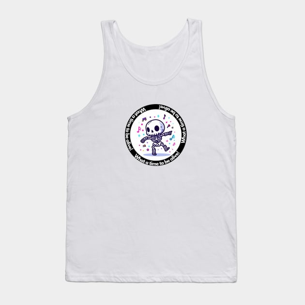 Cute Party Skeleton Illustration Tank Top by The Maple Latte Shop